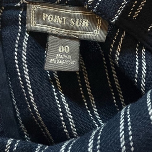 J.crew Point Sur Freddie Linen Turnover Navy Blue & White Striped Bow Tie Top 00 - Picture 11 of 13